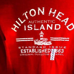 Hilton Head Island Short Sleeve Tshirt. Bright Red Delta Tee. Medium.